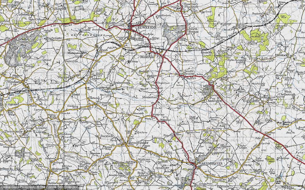 Old Map of Mosterton, 1945 in 1945