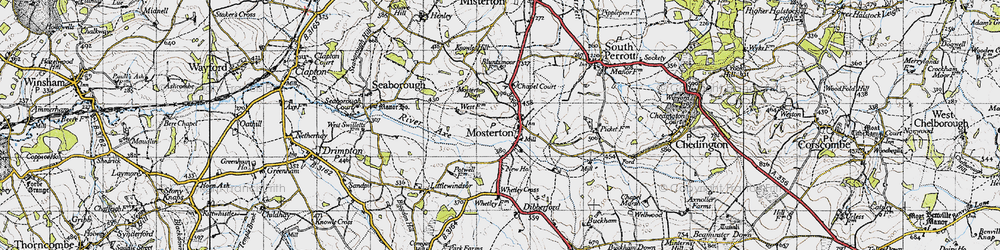 Old map of Mosterton in 1945