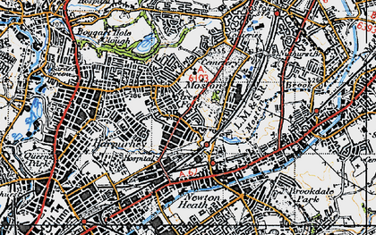 Old map of Moston in 1947