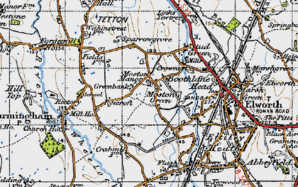 Old map of Moston Green in 1947