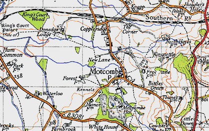 Old map of Motcombe in 1945