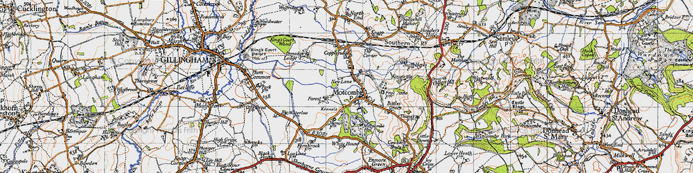 Old map of Motcombe in 1945