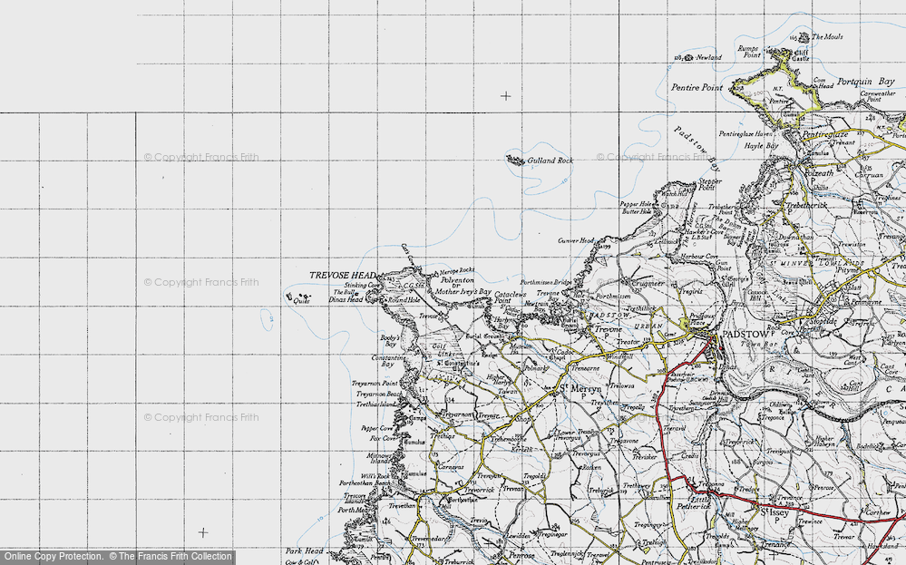 Old Map of Historic Map covering Trevose Head in 1946