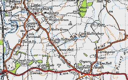 Old map of Mott's Green in 1946