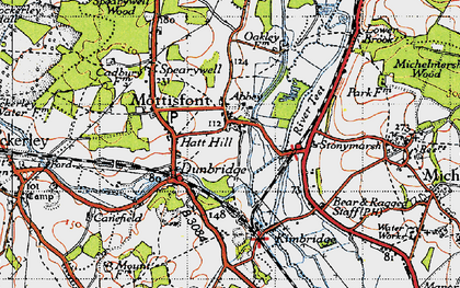 Old map of Mottisfont in 1945