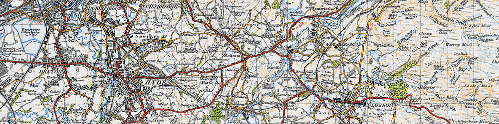 Old map of Mottram in Longdendale in 1947
