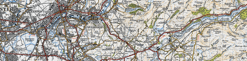 Old map of Mottram Rise in 1947