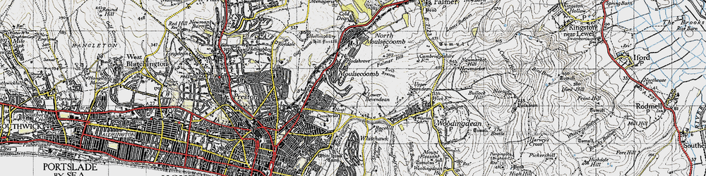 Old map of Moulsecomb in 1940