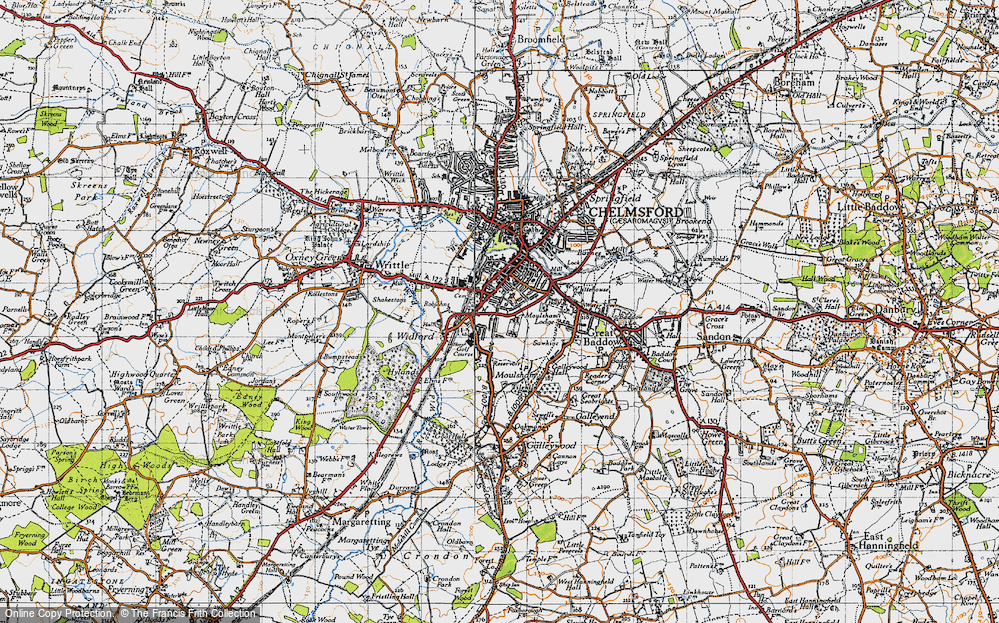 Old Map of Moulsham, 1945 in 1945