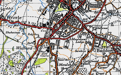 Old map of Moulsham in 1945