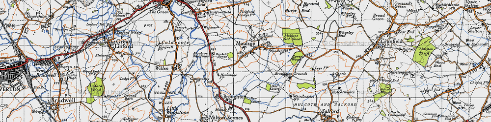 Old map of Moulsoe in 1946