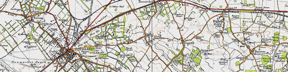 Old map of Moulton in 1946