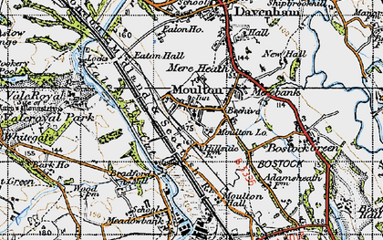 Old map of Moulton in 1947
