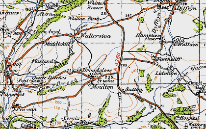Old map of Moulton in 1947