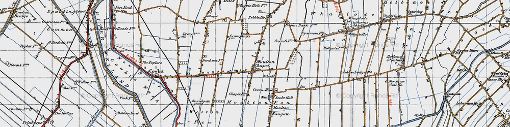 Old map of Moulton Chapel in 1946