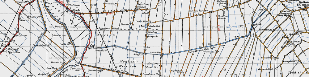 Old map of Moulton Eaugate in 1946