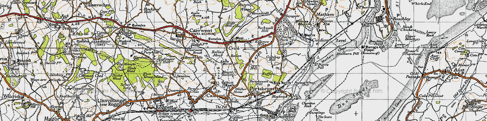 Old map of Ballan Moor in 1946