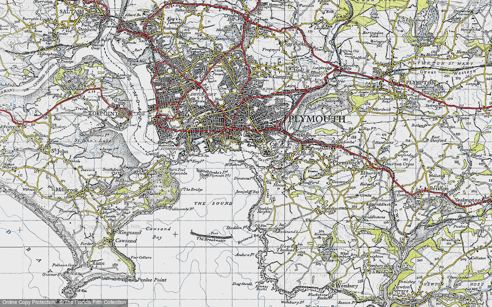 Old Map of Mount Batten, 1946 in 1946