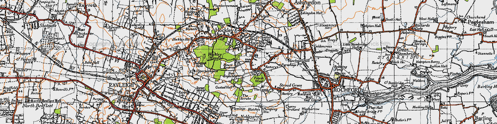 Old map of Belchamps in 1945