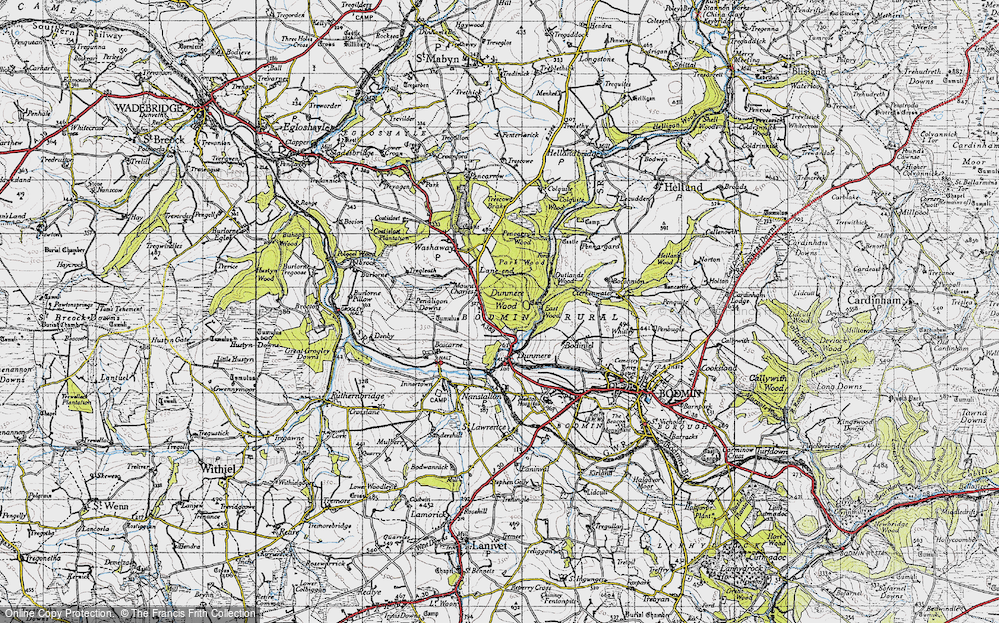 Old Map of Historic Map covering Bodiniel in 1946