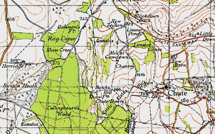 Old map of Mount Cowdown in 1940
