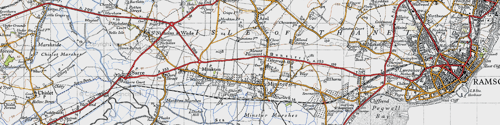 Old map of Mount Pleasant in 1947