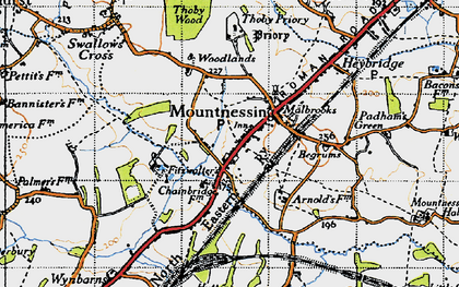 Old map of Mountnessing in 1946