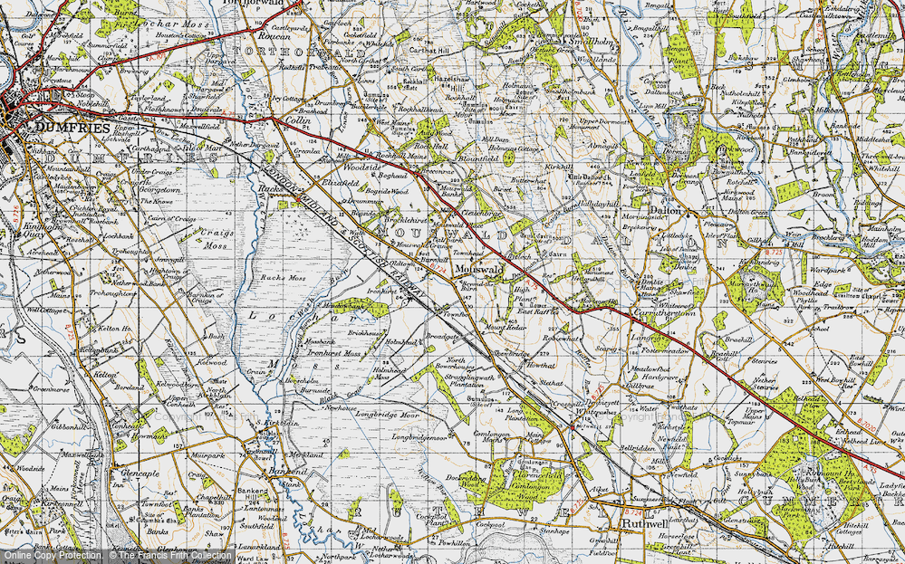 Old Map of Historic Map covering Beyond-the-Burn in 1947