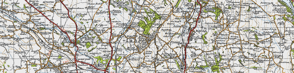 Old map of Mow Cop in 1947
