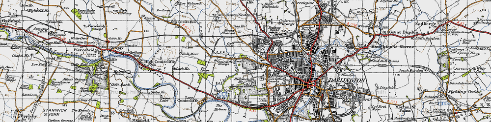Old map of Mowden in 1947