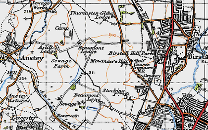 Old map of Mowmacre Hill in 1946