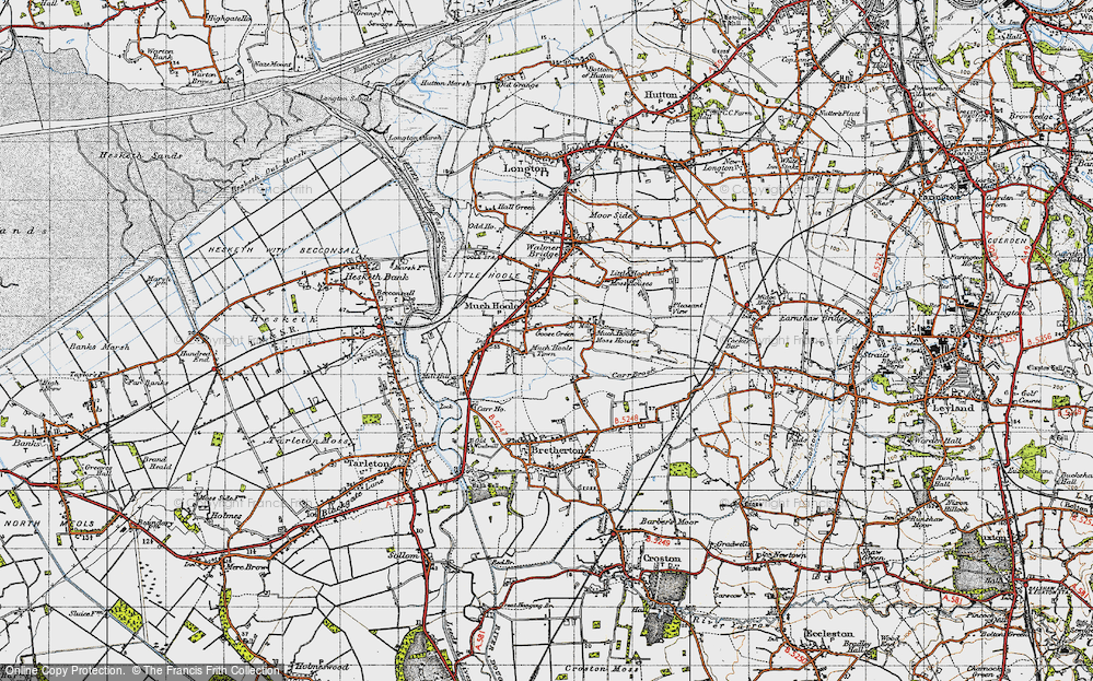 Old Map of Much Hoole Town, 1947 in 1947