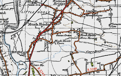 Old map of Much Hoole Town in 1947