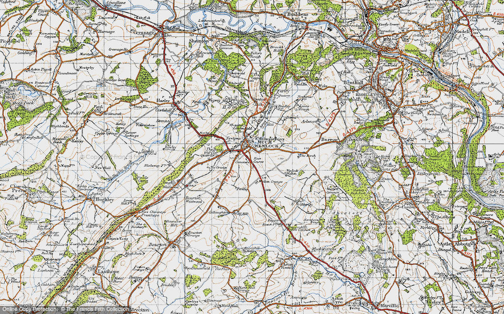 Old Map of Much Wenlock, 1947 in 1947