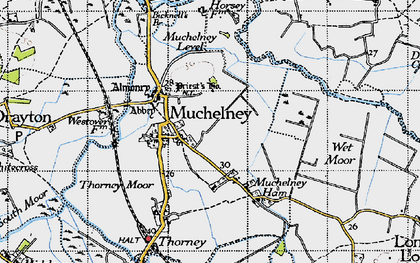 Old map of Muchelney in 1945