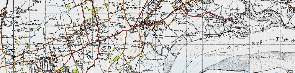 Old map of Mucking in 1946