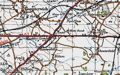 Old map of Muckley Corner in 1946