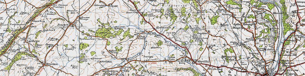 Old map of Muckley Cross in 1947
