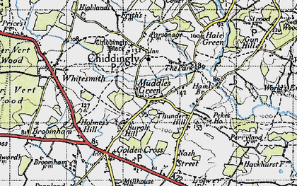 Old map of Muddles Green in 1940
