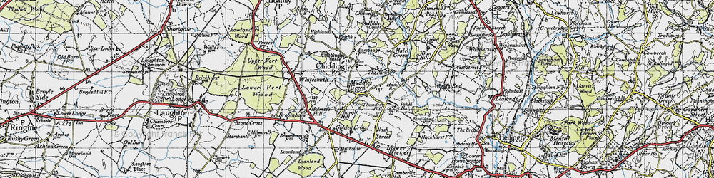 Old map of Muddles Green in 1940