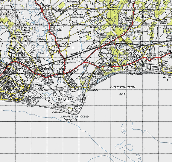 Cushion printed with a map of Mudeford, 1940 - Francis Frith