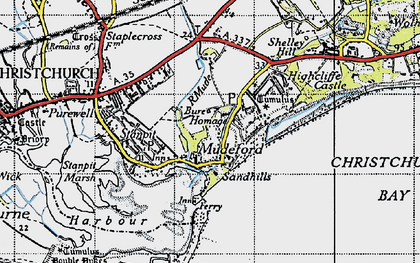 Old map of Mudeford in 1940