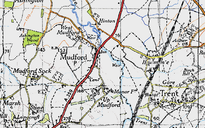 Old map of Mudford in 1945