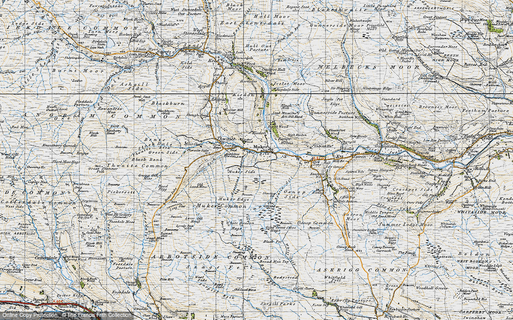 Old Map of Historic Map covering Arn Gill Head in 1947