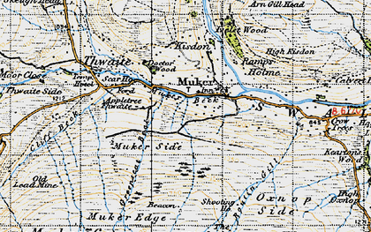 Old map of Muker in 1947
