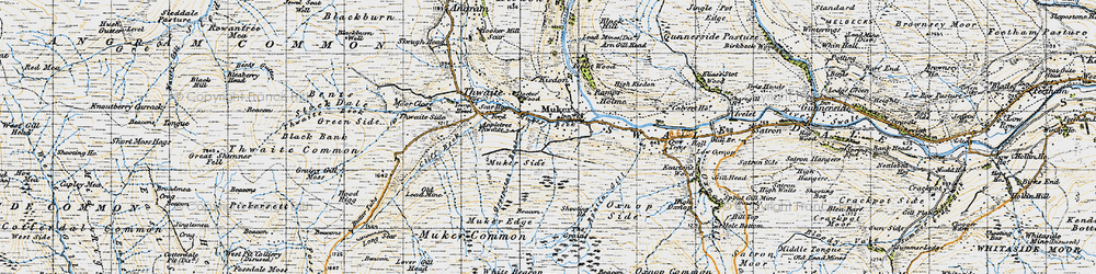 Old map of Muker in 1947