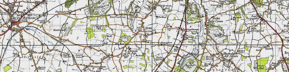 Old map of Mulbarton in 1946