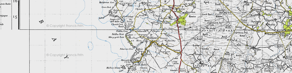 Old map of Mullion in 1946