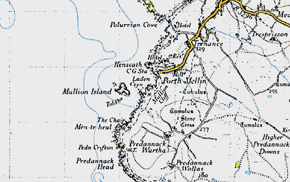 Old map of Mullion Cove in 1946