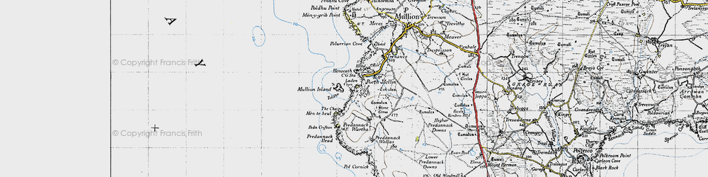 Old map of Mullion Cove in 1946